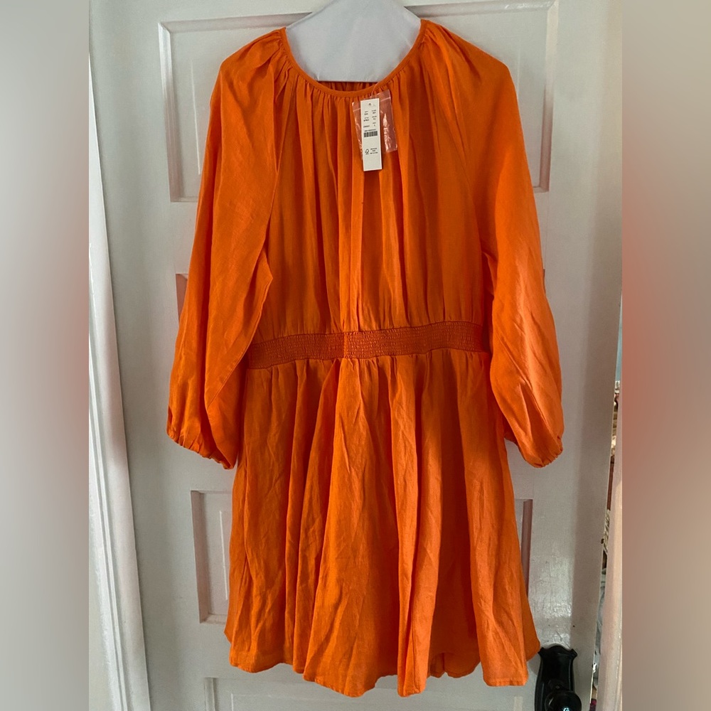 JCREW SIZE LARGE palermo smocked waist mini dress in fire lily NEW WITH TAGS